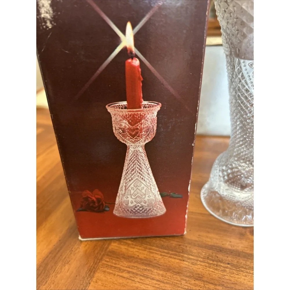 Vintage Avon Heart & Diamonds Convertible‎ Candlestick Clear With Box